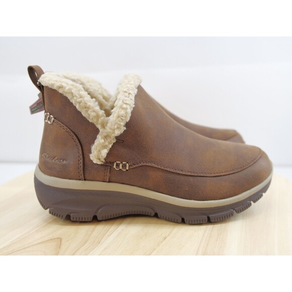 SKECHERS EASY GOING GOLD RUSH CHOCOLATE RELAXED FIT BOOTS WOMEN 6.5 WATER Resist - Picture 1 of 9